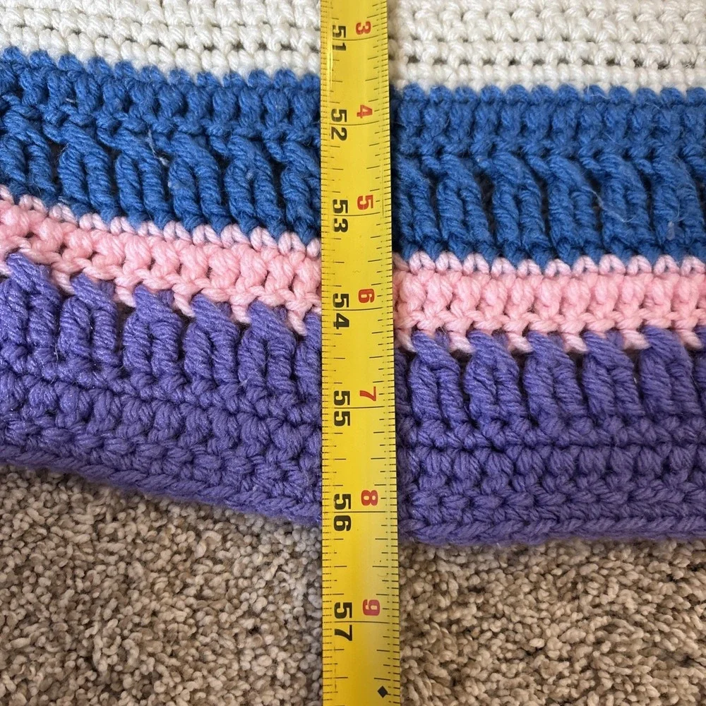 Vtg Handmade Minnie Mouse‎ Afghan Crochet Pink Bow Nursery Crib Blanket 56x40